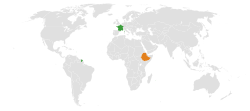 Map indicating locations of Ethiopia and France