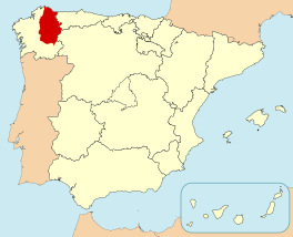 Ligging van Lugo in Spanje