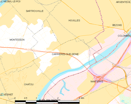 Mapa obce Carrières-sur-Seine