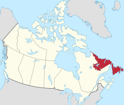 Newfoundlandi ja Labradori provintsi asend Kanadas