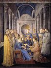 La Consécration de saint Laurent comme diacre, Fra Angelico, série La Vie de saint Laurent, fresques de la chapelle Nicoline du Vatican (I).