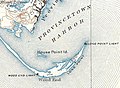 1889 map shows buildings at Long Point and Wood End, despite being replaced by Long Point Battery in 1864.[20]