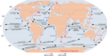 Le principali correnti superficiali fredde e calde sulla Terra