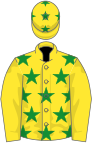 Yellow, green stars on body and cap