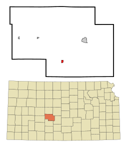 Location within Pawnee County and Kansas