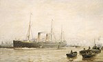 Le Teutonic quitte le port de Liverpool, peinture de William Lionel Wyllie.