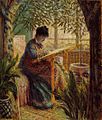 Camille trabajando (1875) por Claude Monet