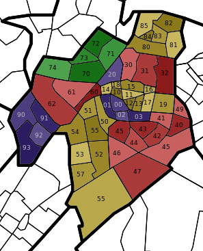 Map - NL - Leiden wijk en buurtindeling (2009)