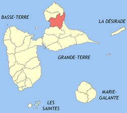 Location of the commune (in red) within Guadeloupe