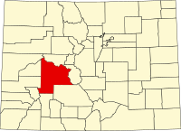 Map of Kolorado highlighting Gunnison County