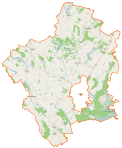 Mapa konturowa powiatu suwalskiego, po lewej znajduje się punkt z opisem „Filipów”