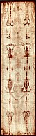 Full-length image of the Turin Shroud before the Full-length image of the Turin Shroud before the [[Conservation-restoration of the Shroud of Turin