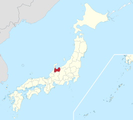 Kaart van Japan met Toyama gemarkeerd