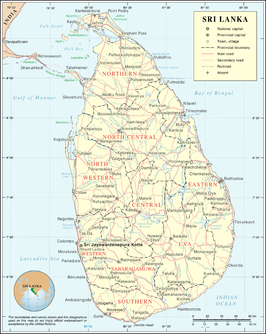 Kaart van Sri Lanka