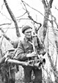 3 RAR soldier in Korea carrying a bazooka, 1951.