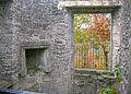 The old fireplace and the viewing or projection window from the inside.