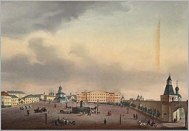 Лубянская площадь. Рисунок середины XIX века.