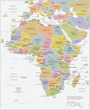 Political map of Africa in 2021