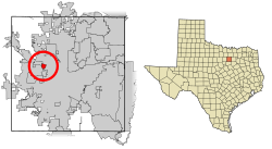 Location of Sansom Park in Tarrant County, Texas