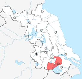 Lokasi Wuxi di provinsi Jiangsu