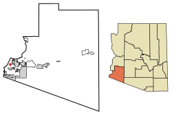 Location of Wall Lane in Yuma County, Arizona.