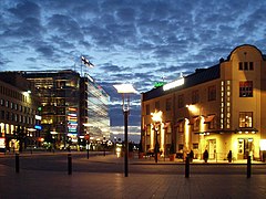 Un quartier du centre-ville à l'aube.