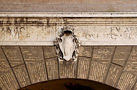 Užrašas Romos herbe ant vartų Vatikane