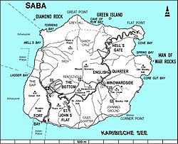 Map of Saba showing Zion's Hill