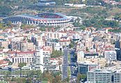 Quang cảnh Skopje của đại lộ Kliment Ohridski và Toše Proeski Arena