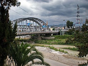 Chalus on Chalus River with "Pol-e Ahani (Iron Bridge)
