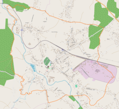 Mapa konturowa Jedlicz, blisko centrum na dole znajduje się punkt z opisem „Parafiaśw. Antoniego Padewskiegow Jedliczu”