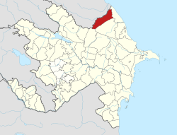 Map of Azerbaijan showing Qusar Raion