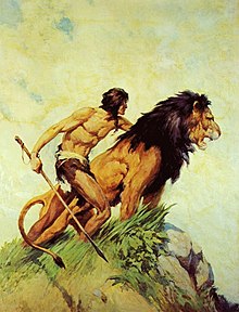 Illustration by James Allen St. John for Tarzan and the Golden Lion