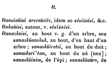 Ȣ et ȣ dans le dictionnaire abénaqui de Sébastien Racle de 1833.