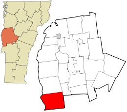 Location in Addison County and the state of Vermont.