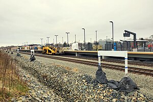A railway station platform under construction