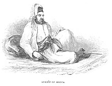 Muhammed bin Abd al-Muin, Sharif of Mecca 1827–1851, as pictured in the 1848 book by William Francis Lynch.