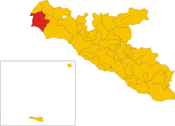Elhelyezkedése Agrigento térképén