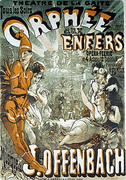 Orfeus v podsvětí, plakát k pařížskému uvedení druhé verze v roce 1874