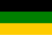 A black, green, and yellow tri-color flag
