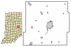 Location of Dunreith in Henry County, Indiana.