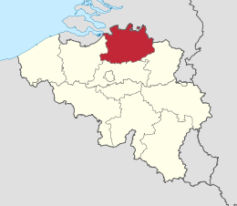 Locatie van de provincie Antwerpen