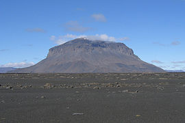 Vista do Herðubreið, unha tuya en Islandia