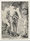 Rembrandt, Adam i Ewa (akwaforta na papierze prążkowanym), 1638