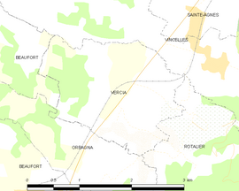 Mapa obce Vercia