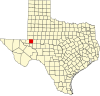 State map highlighting Ector County