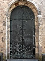 Ewald Matare, portal principal com porta de bronze, 1958–1960, St Lambertus, Düsseldorf