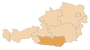 Položaj pokrajine Korušku u Austriji