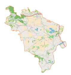 Mapa konturowa gminy Liszki, na dole znajduje się punkt z opisem „Powieszon”