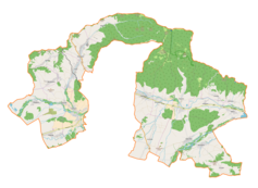 Mapa konturowa gminy wiejskiej Nowy Targ, po lewej znajduje się punkt z opisem „Krauszów”